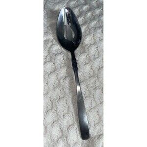 Vintage Bellissima Rose Stainless Japan Pierced Slotted Serving Spoon 8.25"